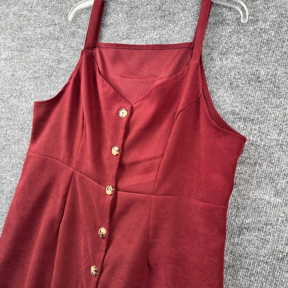 Shein Curve Burgundy Button Front Fit and Flare Mini Dress 1XL Burgundy Tank